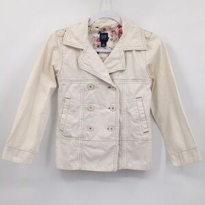 GAP Cream Double-Breasted Short Pea Coat